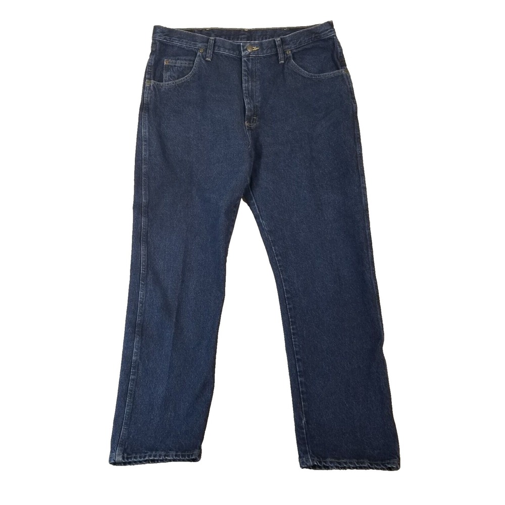Wrangler jeans men's 38x32 regular fit straight blue denim pants retro western